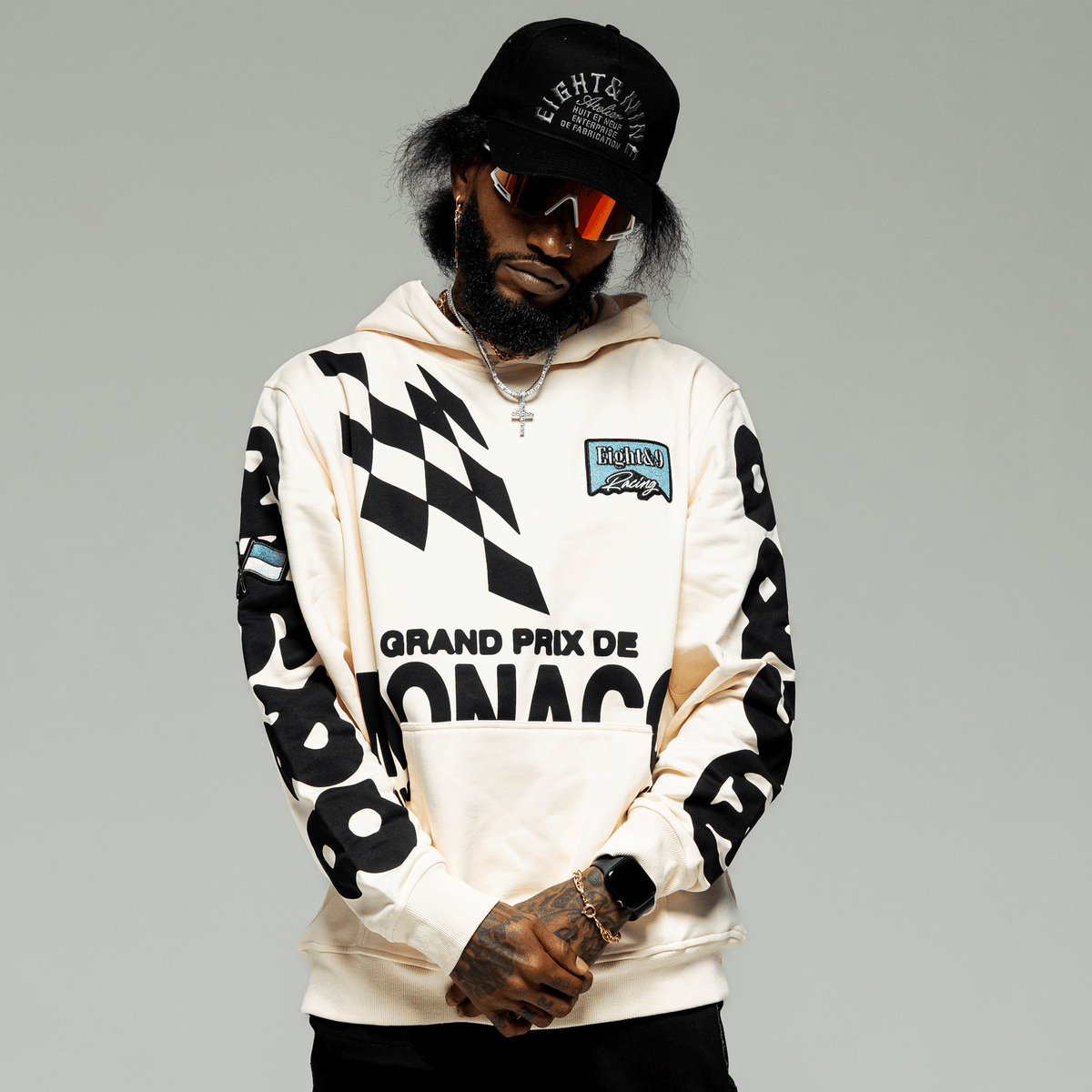 Grand Prix Pullover Hoodie Cream – 8&9 Clothing Co. Grand Prix Pullover Hoodie Cream – 8&9 Clothing Co.