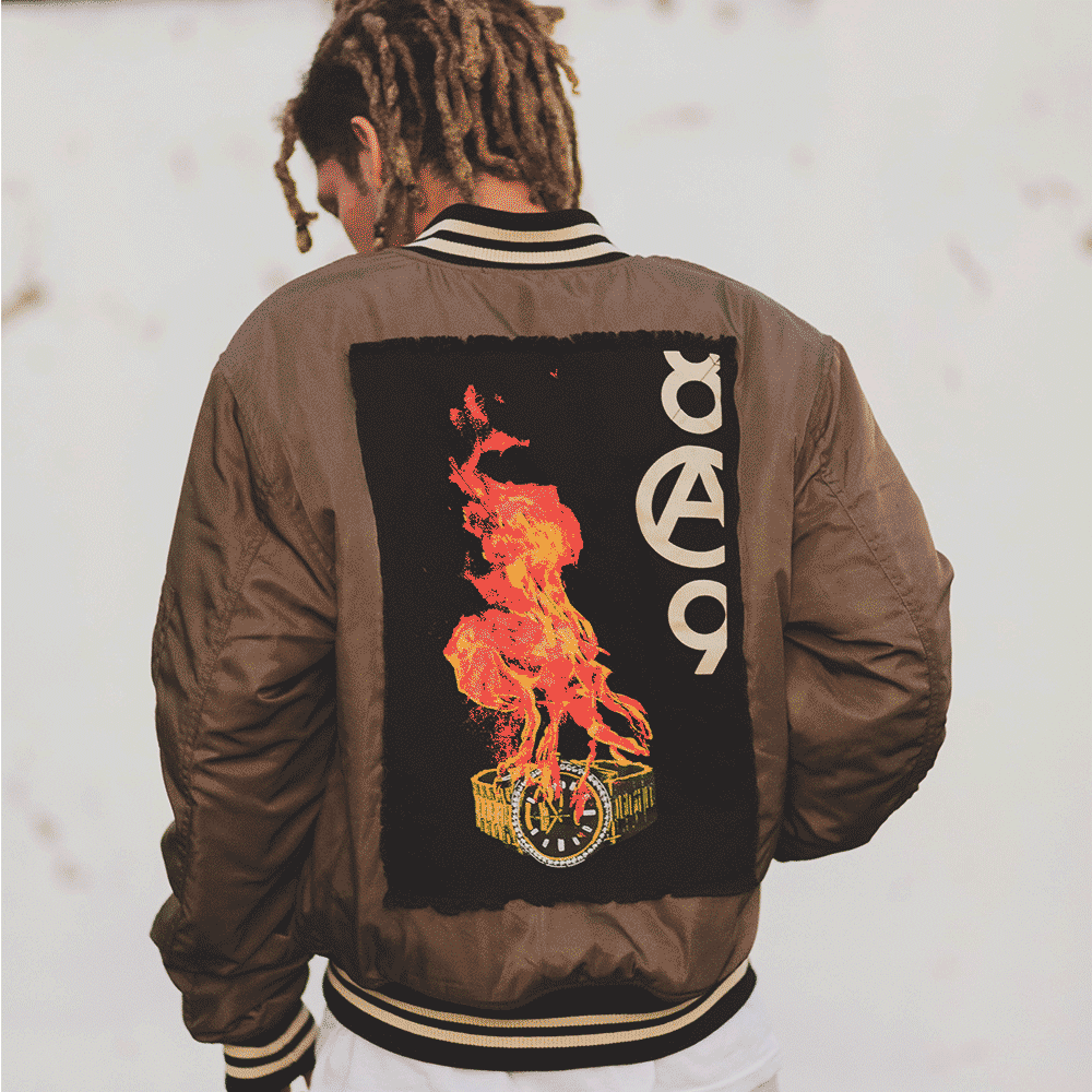 Burning Time Bomber Jacket Olive 8&9 Clothing Co.