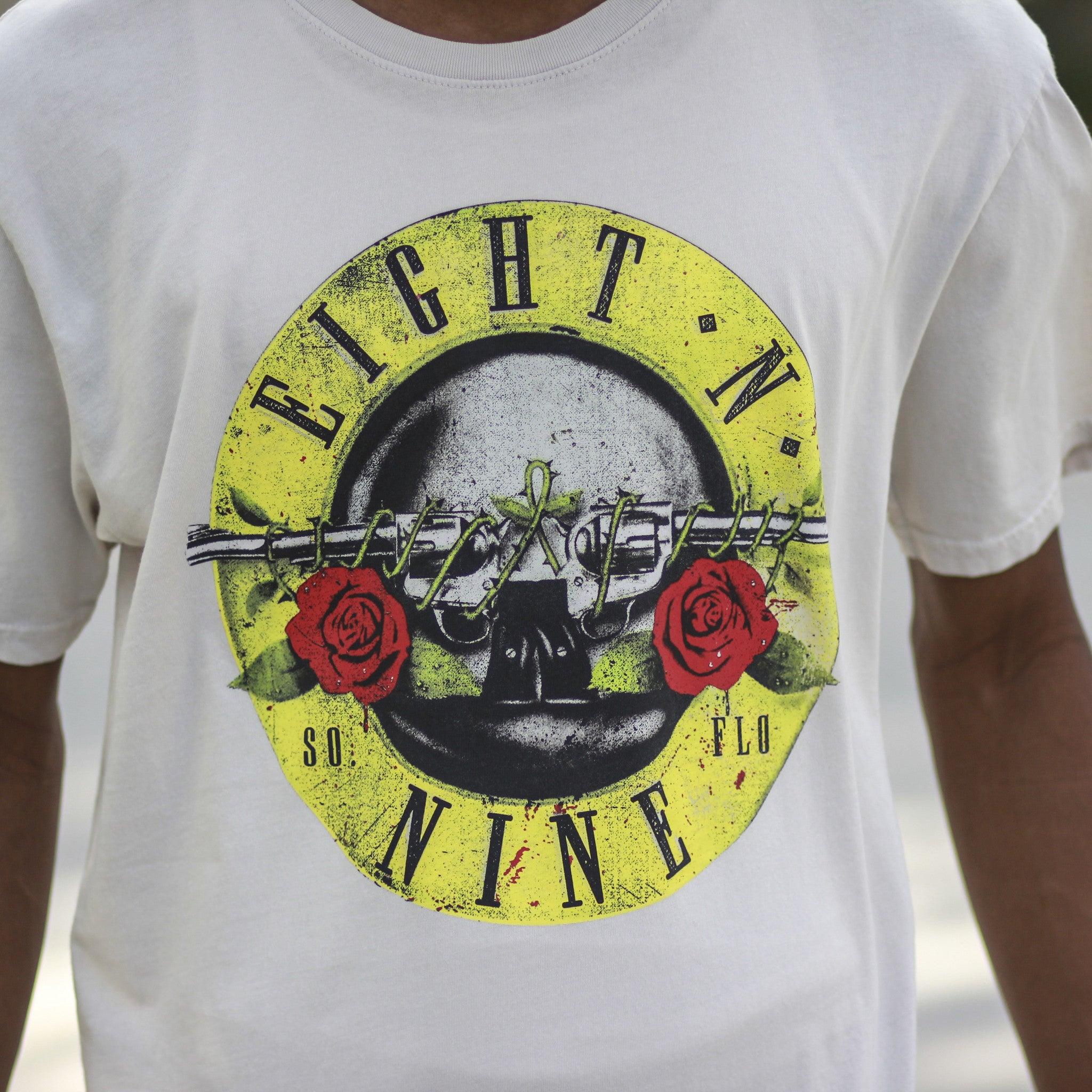 Guns N Trenches Spray Wash Tee Off White
