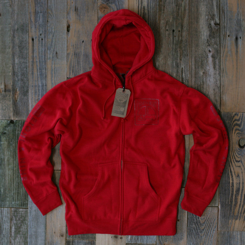 MFG Wax Stamp Zip Up Sweatshirt Red - 1