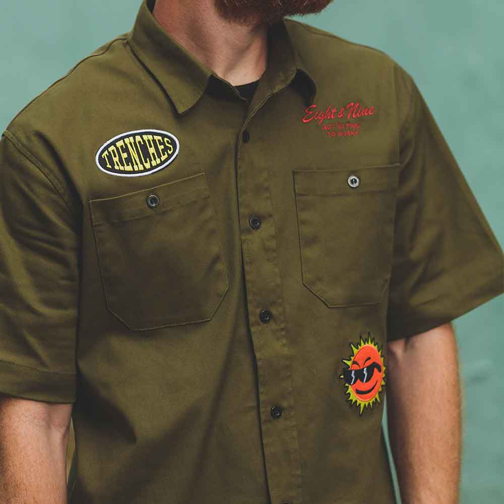 Patched Out Mechanic Shirt Black – 8&9 Clothing Co.