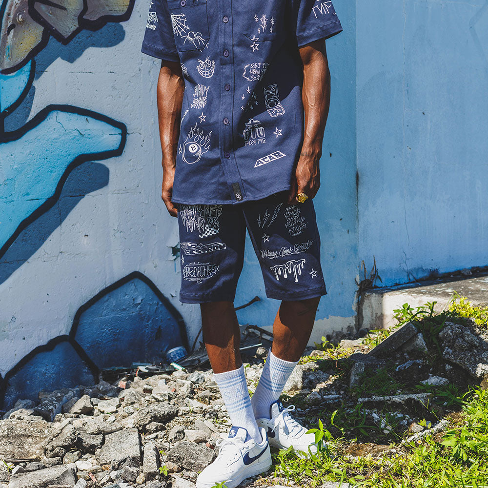 Scribblez Work Shorts Navy – 8&9 Clothing Co.