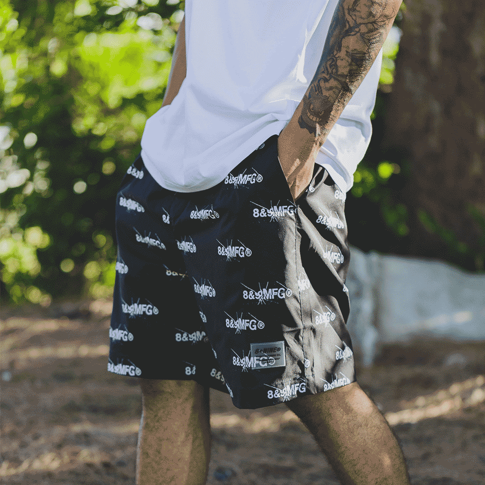 Shattered Nylon Shorts Black