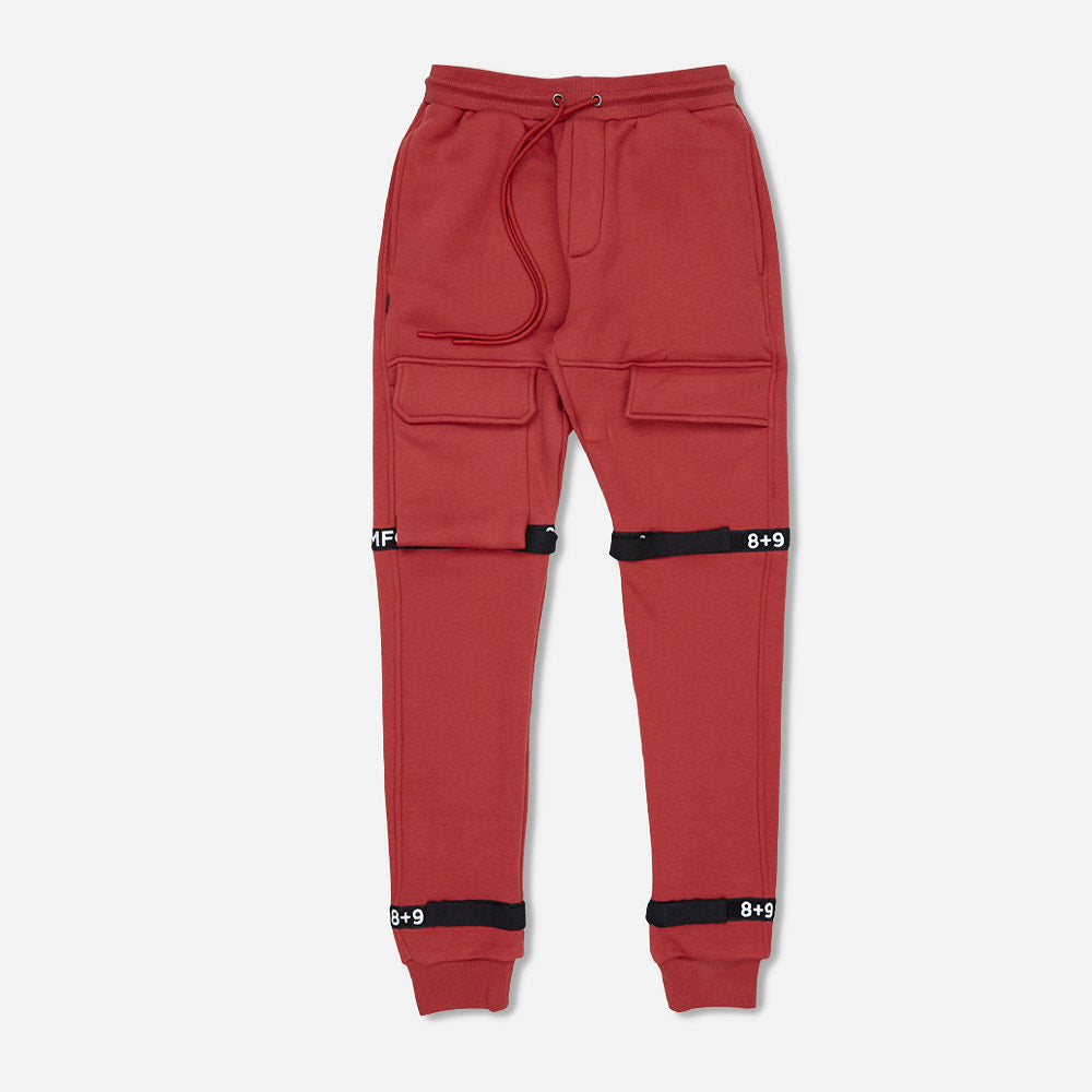 Strapped Up Skinny Fleece Joggers Rust