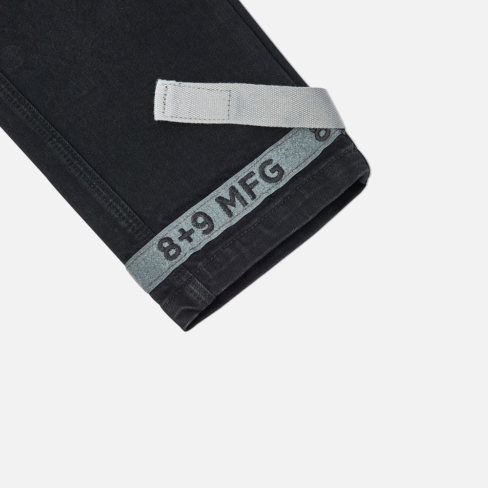 Strapped Up Slim Jeans Jet Black Grey Straps – 8&9 Clothing Co.