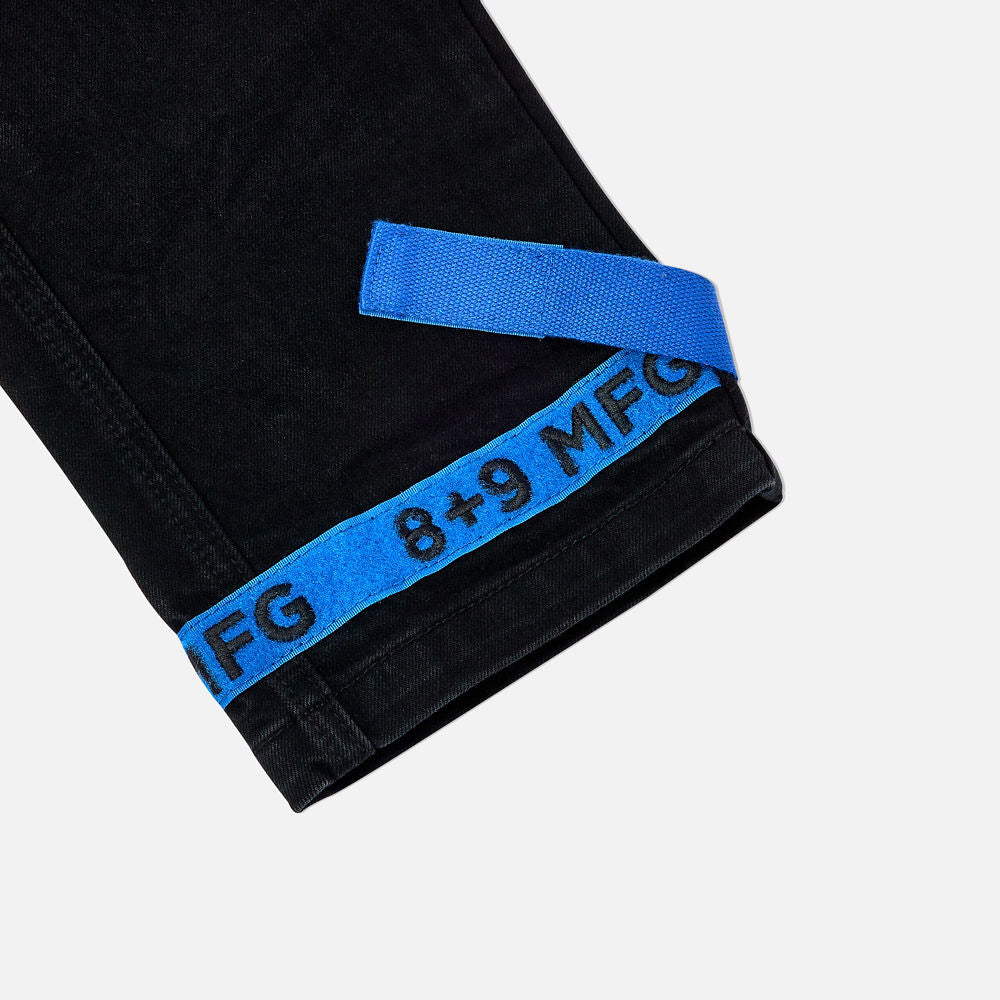 Strapped Up Slim Utility Jet Black Jeans Royal Straps – 8&9 Clothing Co.