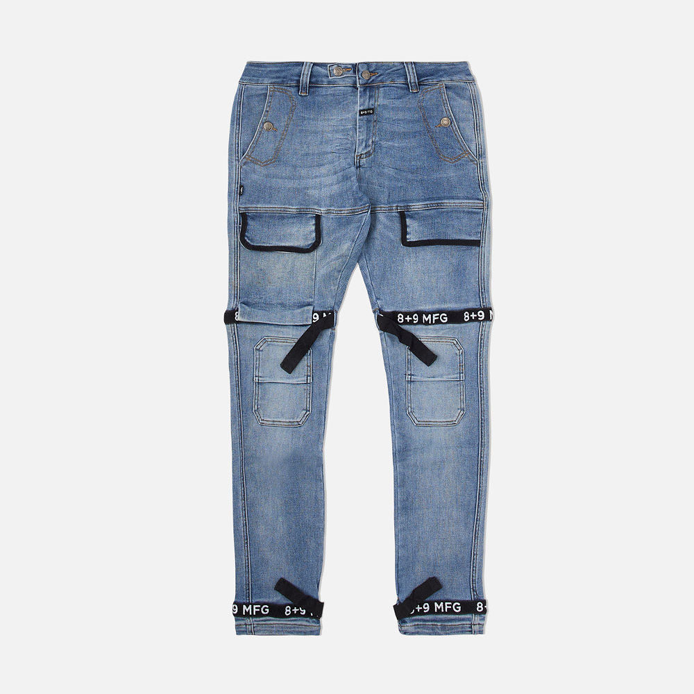 Strapped Up Slim Utility Medium Washed Jeans Black – 8&9 Clothing Co.