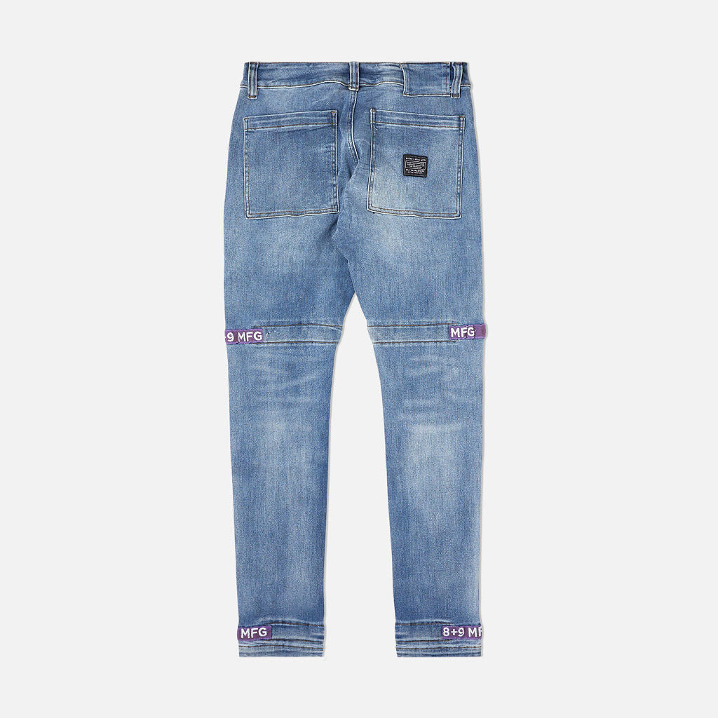 Strapped Up Slim Utility Medium Washed Jeans Purple