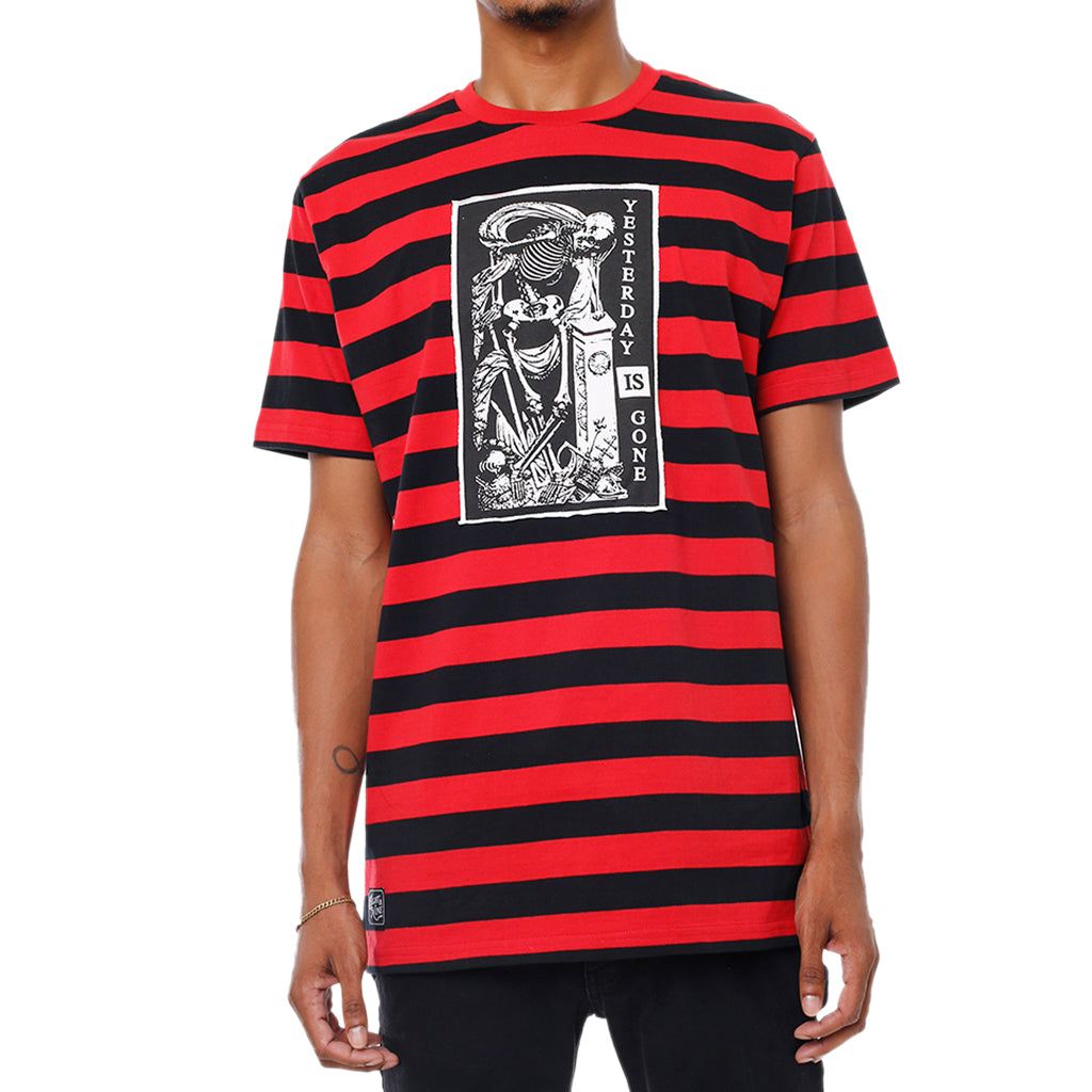 YESTERDAY IS GONE STRIPED T SHIRT RED