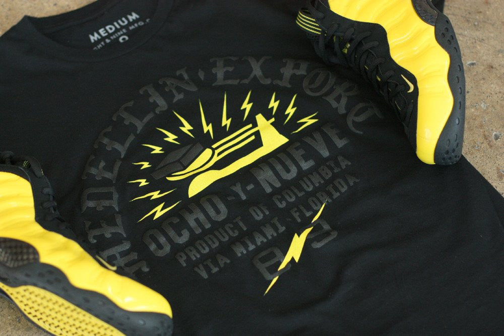 yellow foamposites shirt