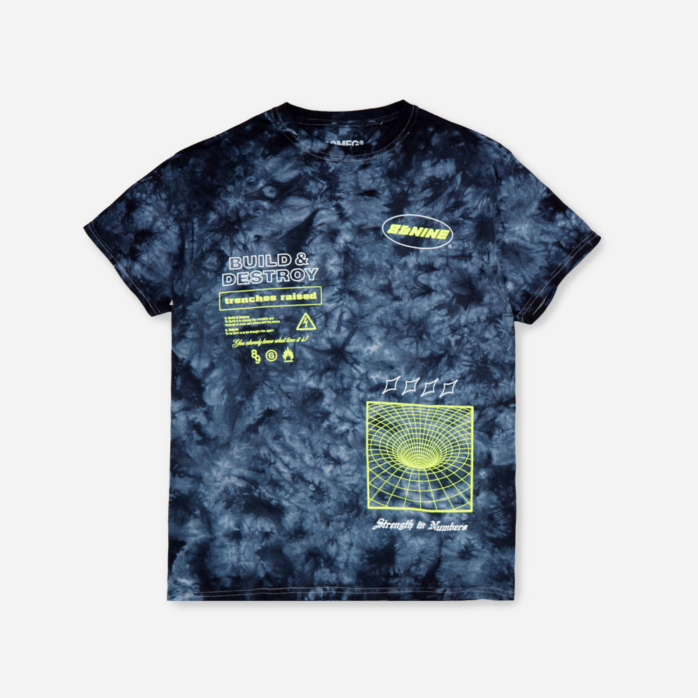 Acid Tie Dye T Shirt Black Crystal