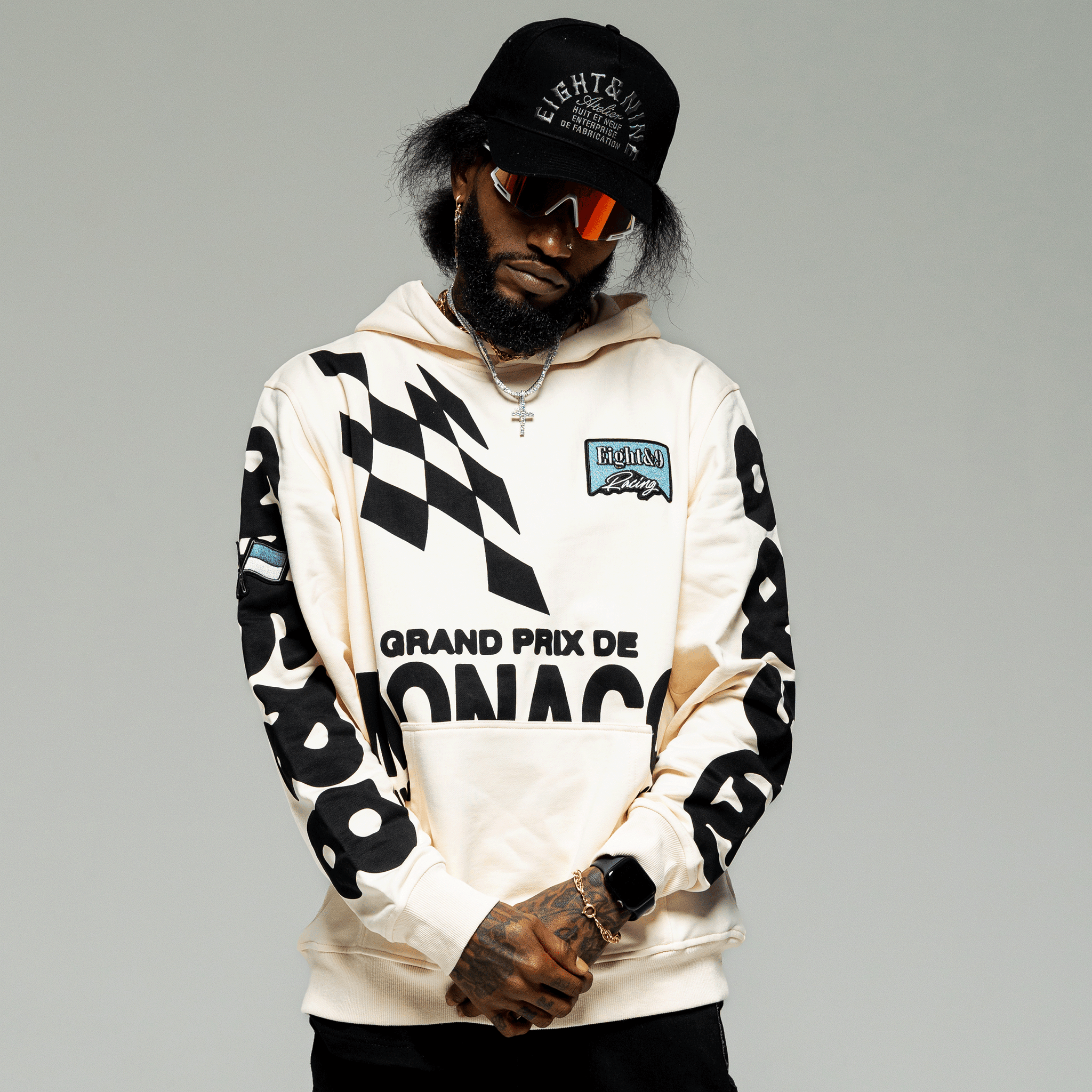 Grand Prix Pullover Hoodie Cream – 8&9 Clothing Co. Grand Prix Pullover Hoodie Cream – 8&9 Clothing Co.