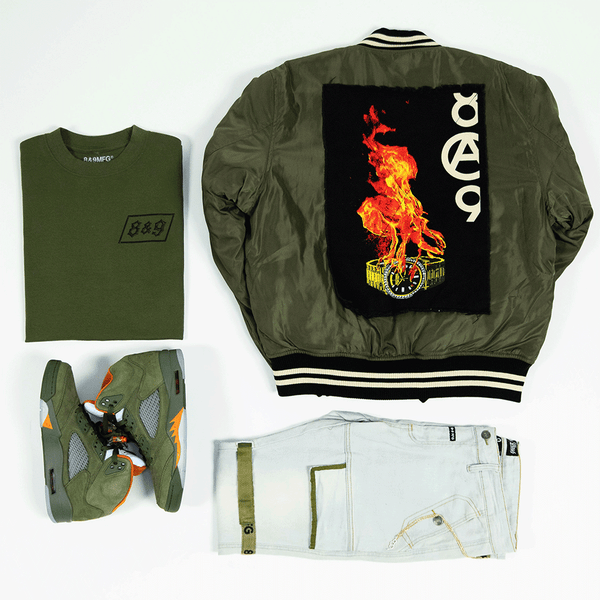 Burning Time Bomber Jacket Olive – 8&9 Clothing Co.