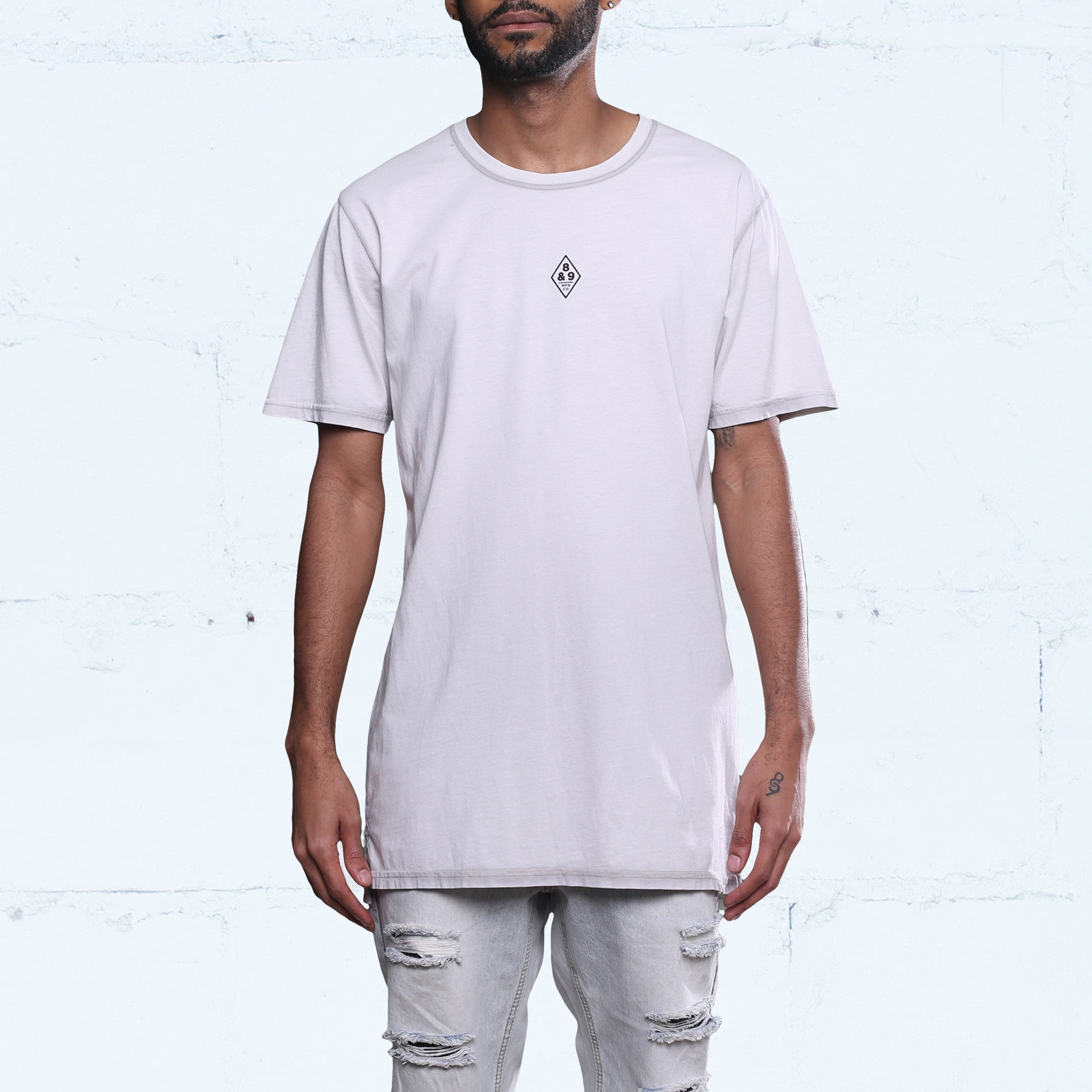 1%ERS Seam Wash Long Line T Shirt Black