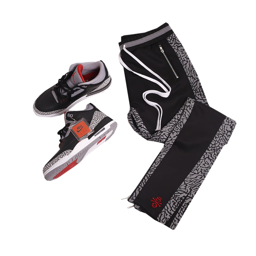 2018 Jordan Black Cement 3 Outfits Bones Double Stripe Track Pants
