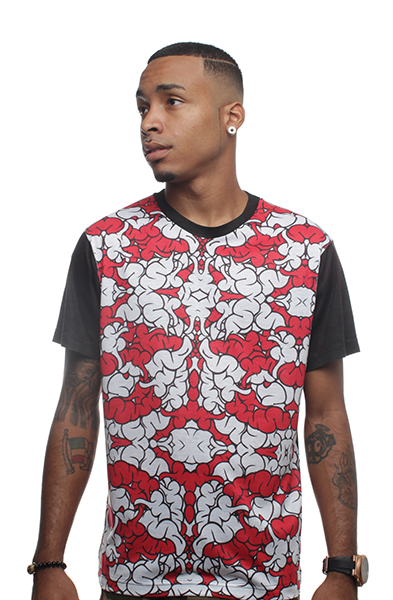Brain Camo Fire Red Sublimated T Shirt - 2