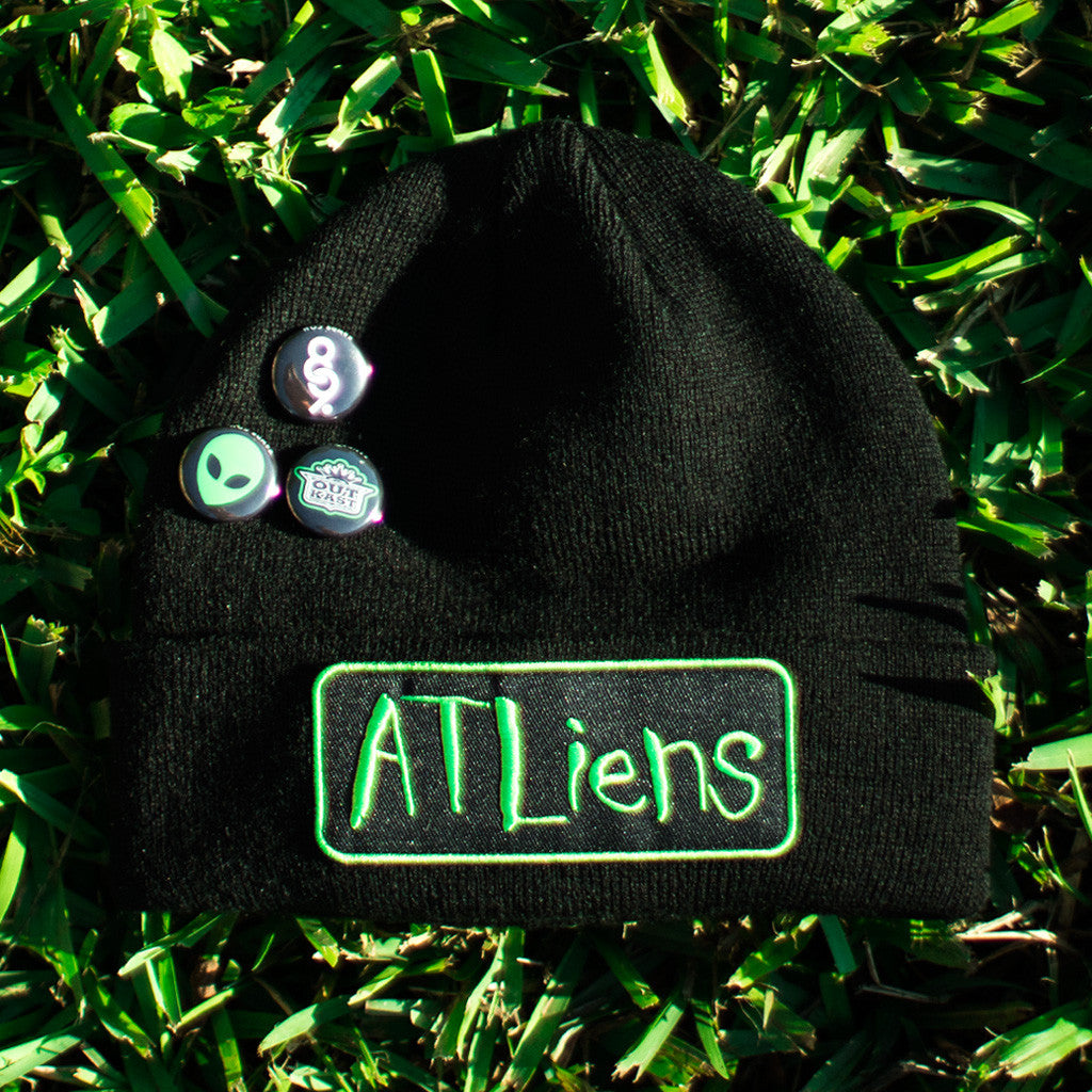Atliens Custom Hip Hop Patch Beanie with Pins Black (1)