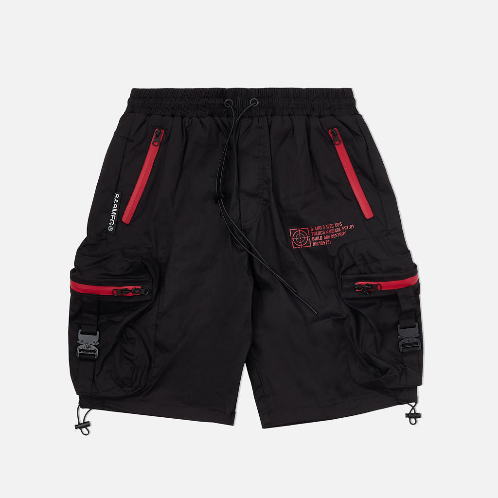 Combat Nylon Shorts Red Zippers