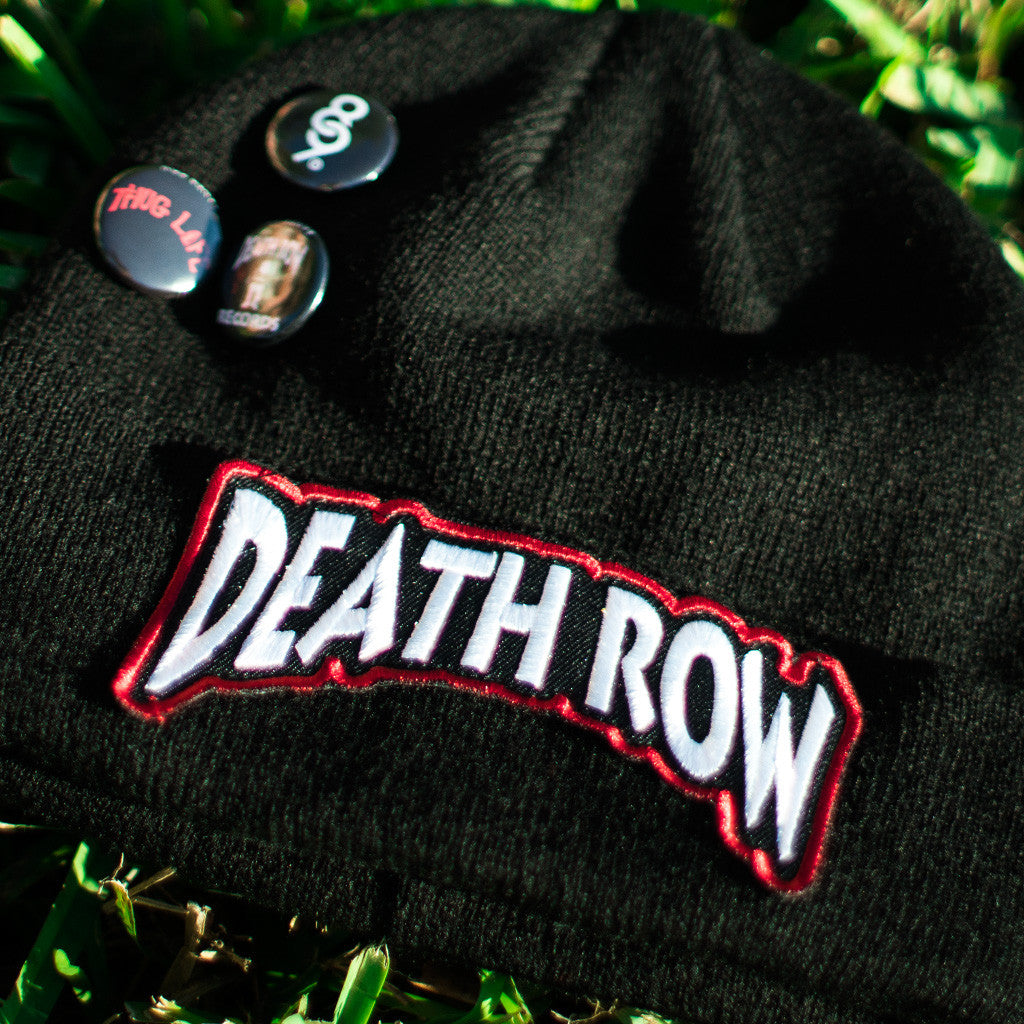 Death Row Custom Hip Hop Patch Beanie with Pins Black (1)