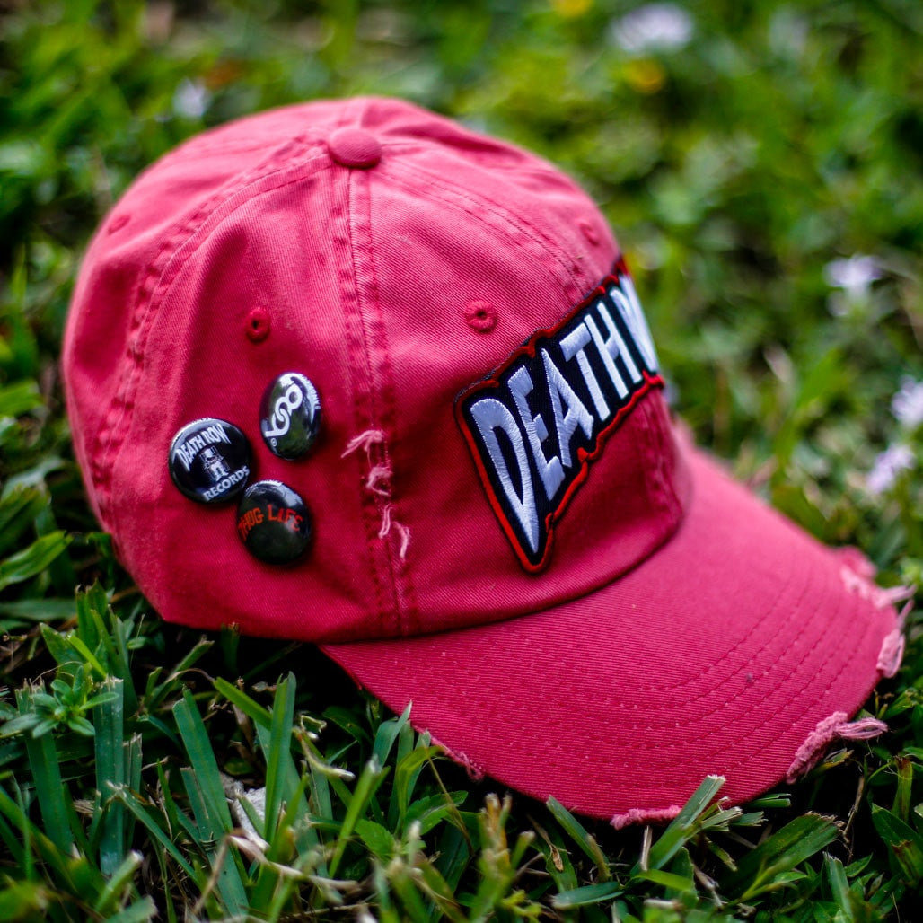 Death Row Distressed Vintage Hip Hop Hat Red (2)