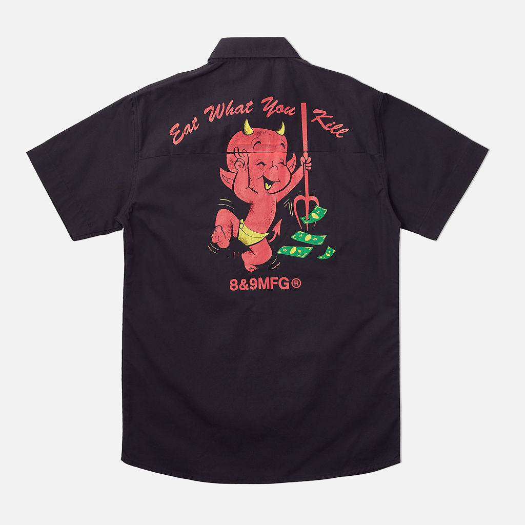 Eat What You Kill  Button Up Shirt Navy
