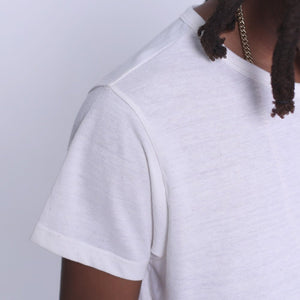 Eco White Tri-Blend T Shirt Collar