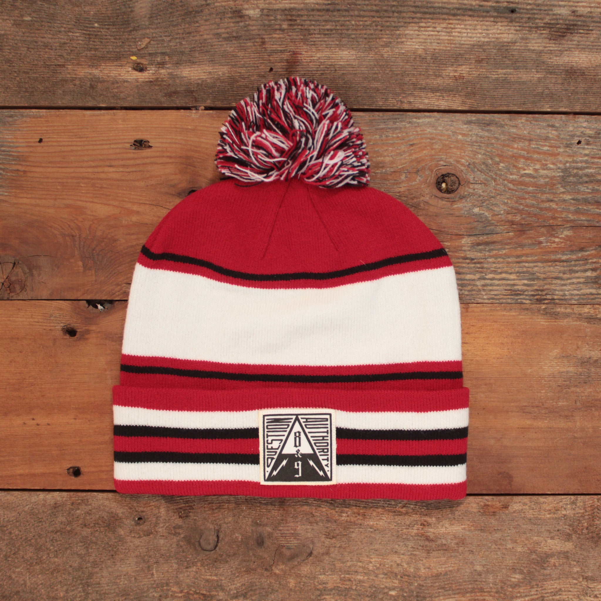 Question Authority Cuffed Beanie Fire Red