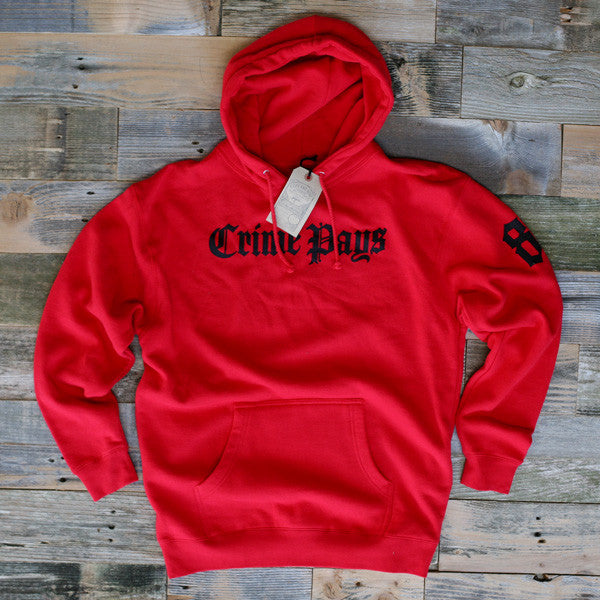 Crime Pays Hooded Sweatshirt Red - 1