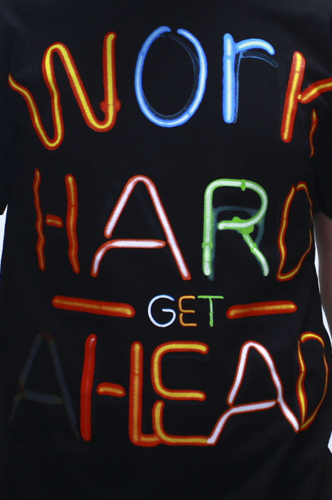 Work Hard Neon Lights T Shirt - 2