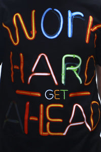 Work Hard Neon Lights T Shirt - 2