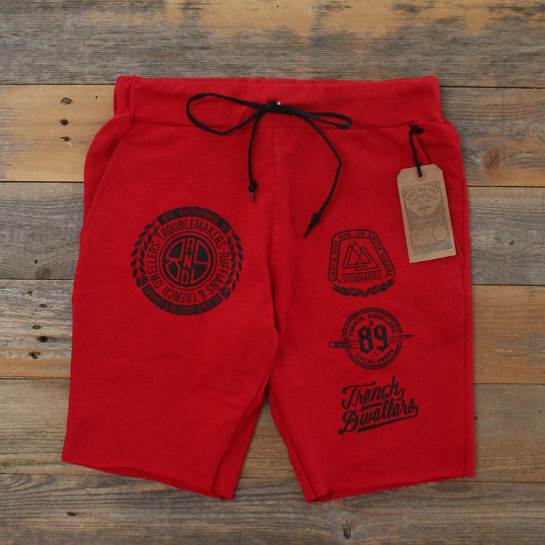 Visionaries Terry Cut Off Shorts Fire Red - 1