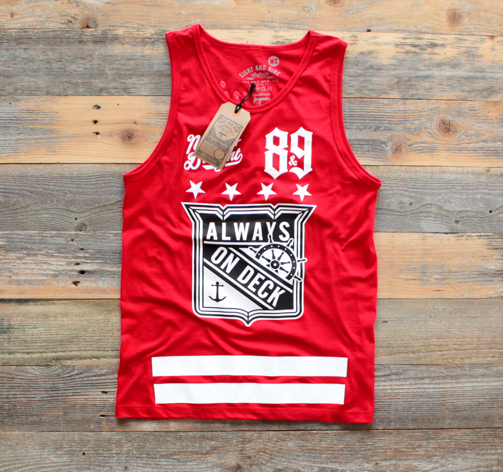 On Deck Jersey Tank Top Red - 1