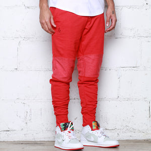 Rudimental Paneled Terry Joggers Red