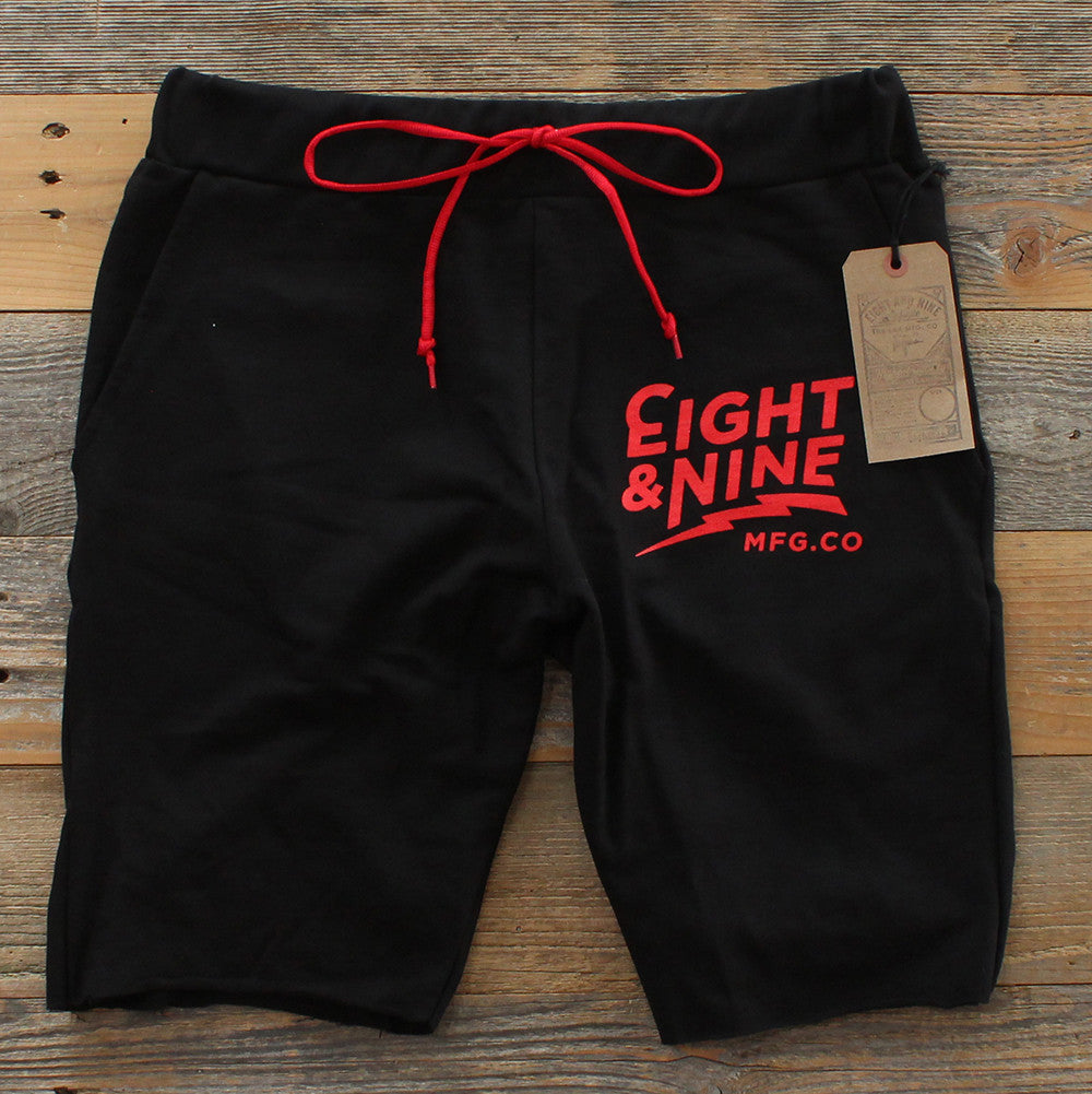 Cruise Black French Terry Shorts Fire Red