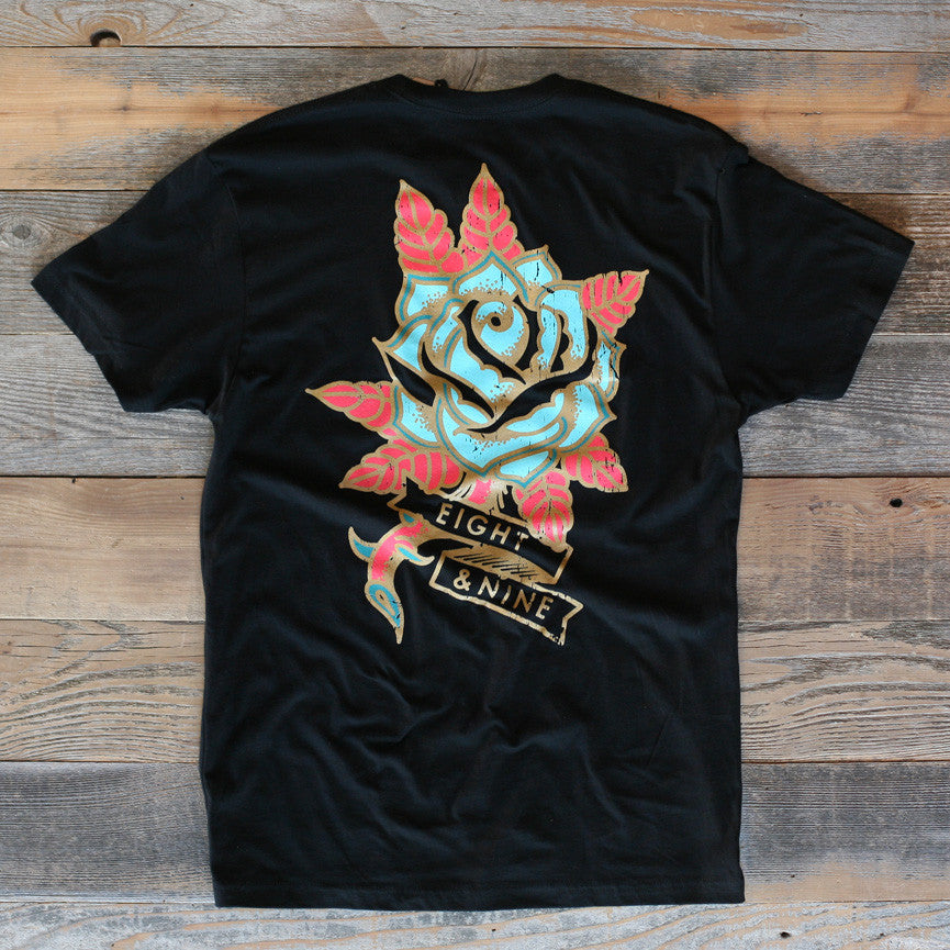 Rosebud Classic T Shirt Black Metallic - 1