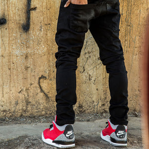 Jet Black Denim 3d Slim Tapered Jeans