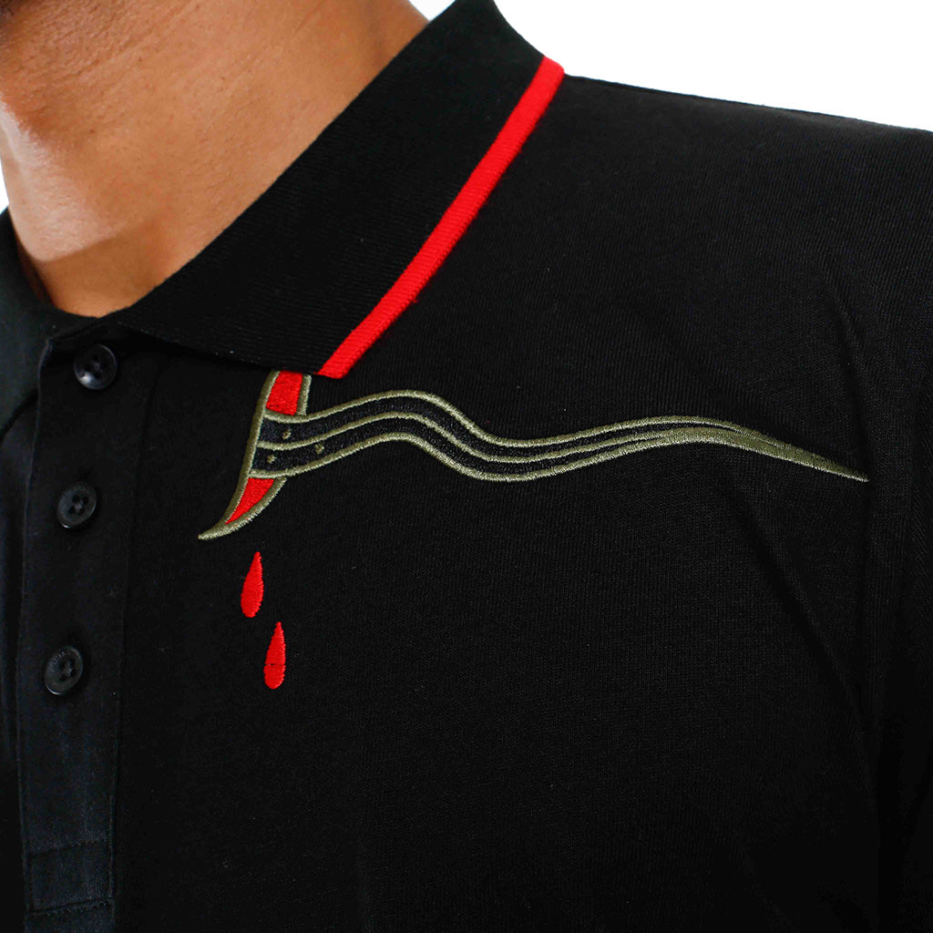 Memorial Embroidered Polo Shirt Black