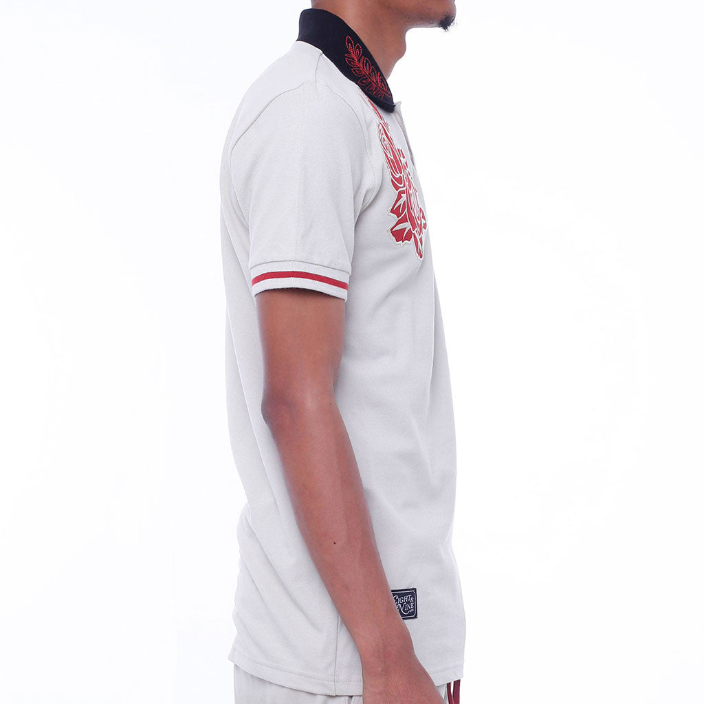 New Life Embroidered Polo Shirt Cream side