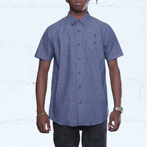 Pelican Bay Chambray Button Up Shirt Navy Closed Streetwear