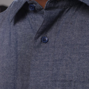 Pelican Bay Chambray Button Up Shirt Navy Collar  Streetwear