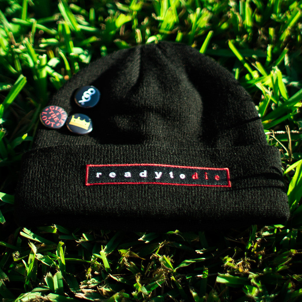 Ready To Die Custom Hip Hop Patch Beanie with Pins Black (2)