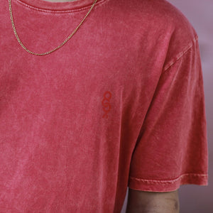 Red Keys Elongated Mineral Wash T Shirt sleeve Streetwear