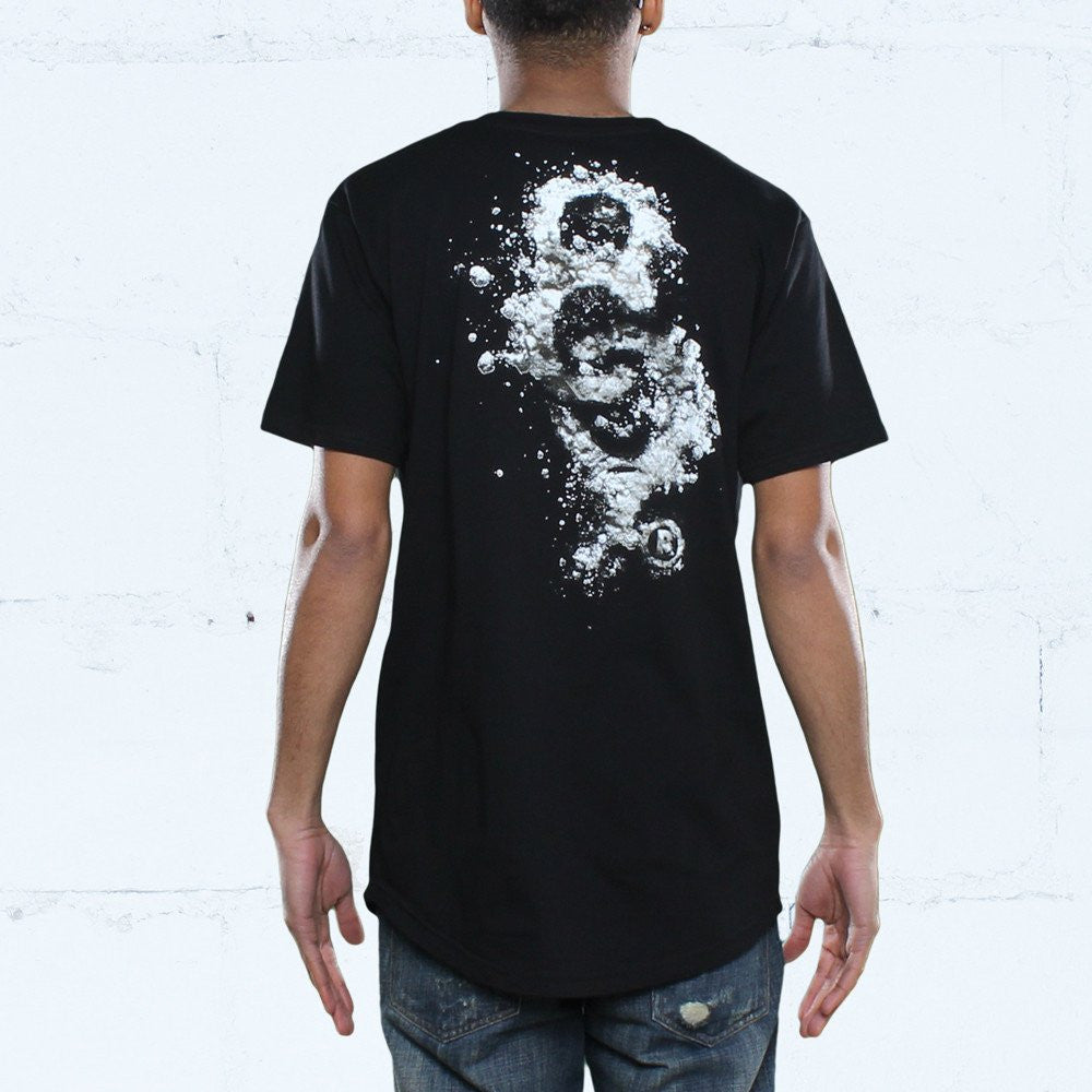 Snare Keys Curved Hem T Shirt Black back Streetwear