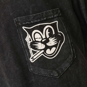 Social Cat Vintage Pocket T Shirt Black