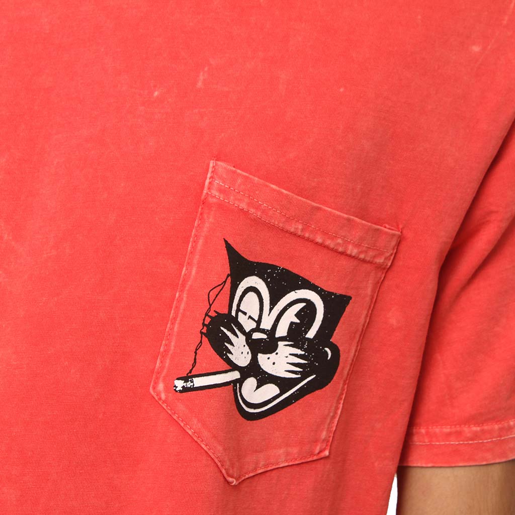 Social Cat Vintage Pocket T Shirt Red