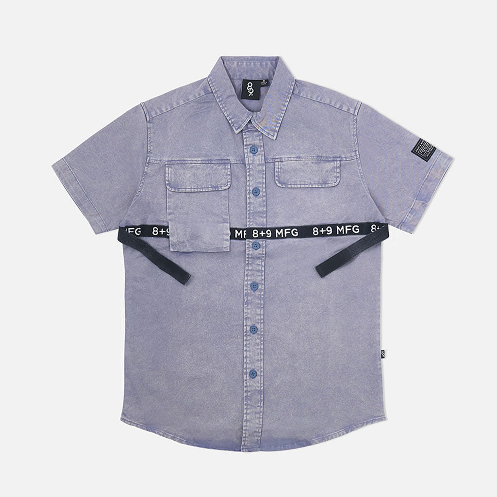 Strapped Up Button Up Shirt Vintage Blue
