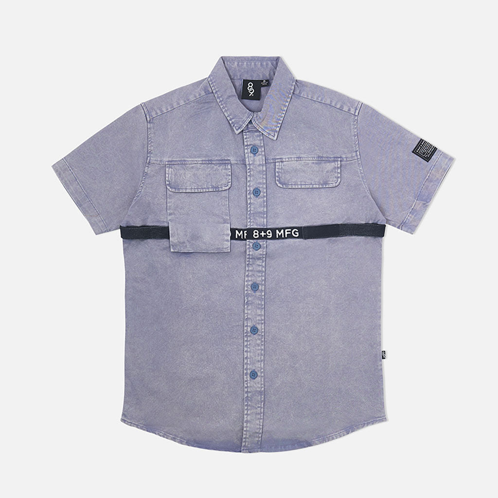 Strapped Up Button Up Shirt Vintage Blue