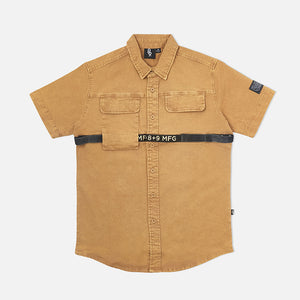 Strapped Up Button Up Shirt Vintage Tan