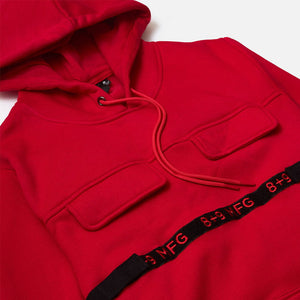 Strapped Up Slim Fleece Hoodie Red