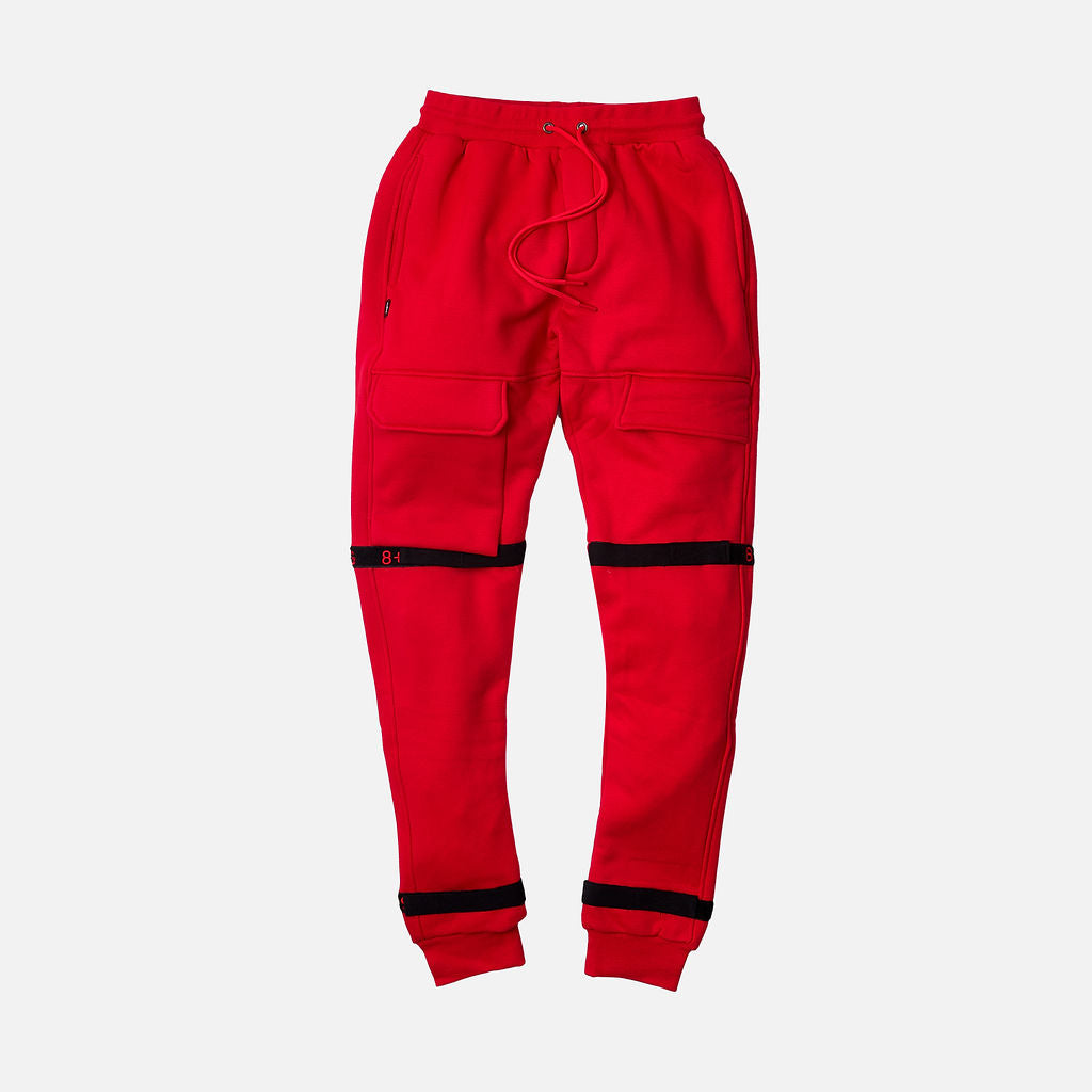 Strapped Up Fleece Sweatpants Red
